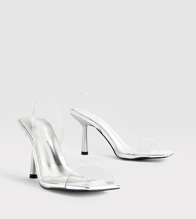 Clear Slingback Heels with Crystal Trim - Black main image 1
