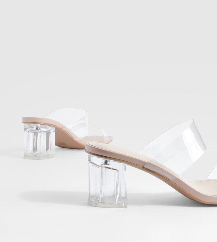 Clear strap low outlet block heels