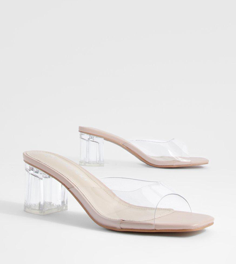 Clear mules block on sale heel