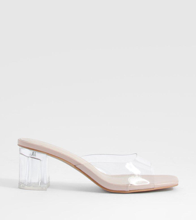 Buy Boohoo Clear Block Heeled Mules In Nude 6thStreet Oman