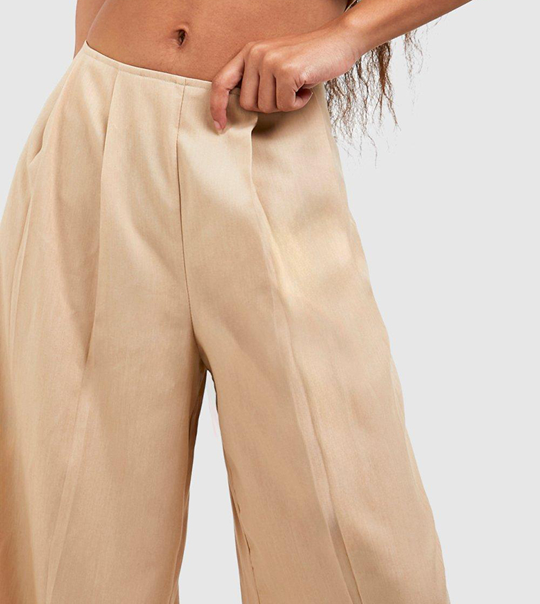 Color Block Waist Band Wide Leg Pants