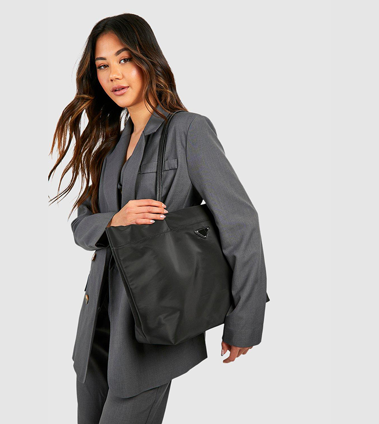 Nylon Basic Oversized Tote Bag