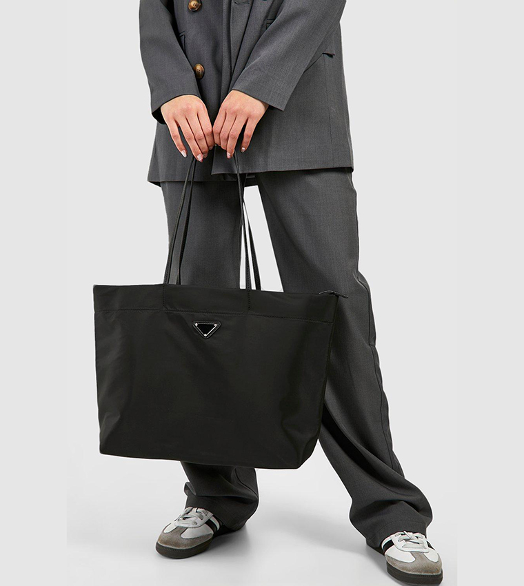 Nylon Basic Oversized Tote Bag