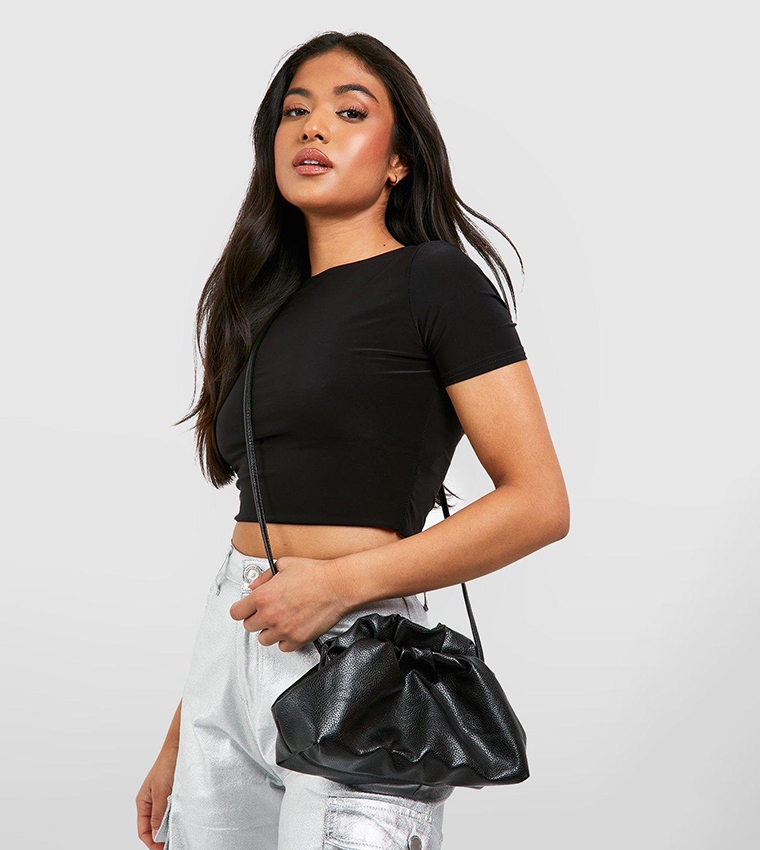 Buy Boohoo Frill Edge Crossbody Bag In Black | 6thStreet Qatar