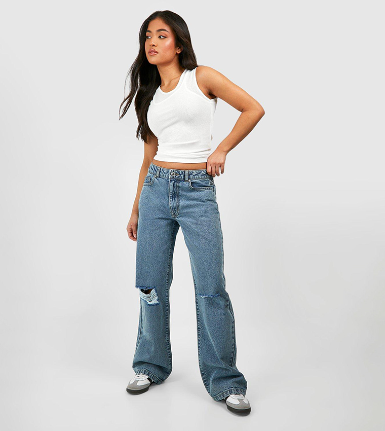 Boyfriend jeans petite top