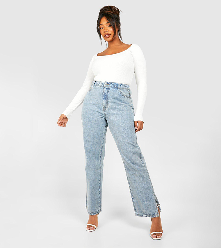 Curve Basics Split Hem Straight Fit Jeans