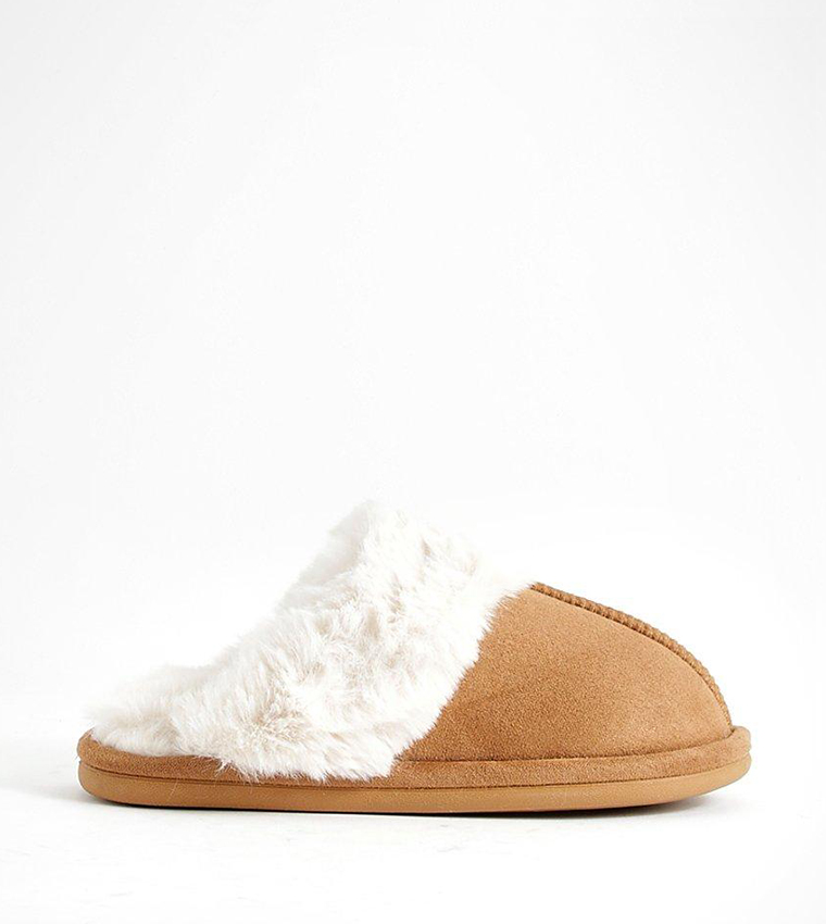 Buy Boohoo Fluffy Faux Fur Sleep Mules In CHESTNUT 6thStreet UAE