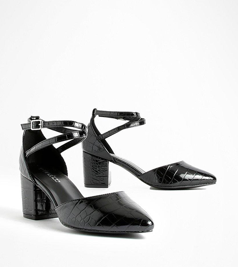 Pointed Low Block Heel Pumps