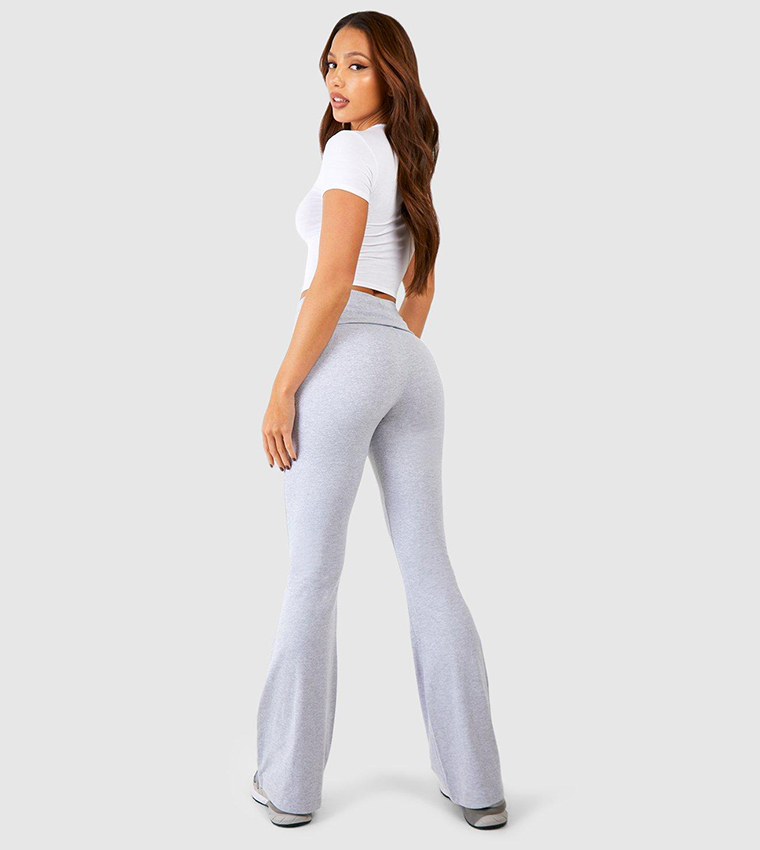Tall Cotton Jersey Folded Waistband Yoga Flared Trousers