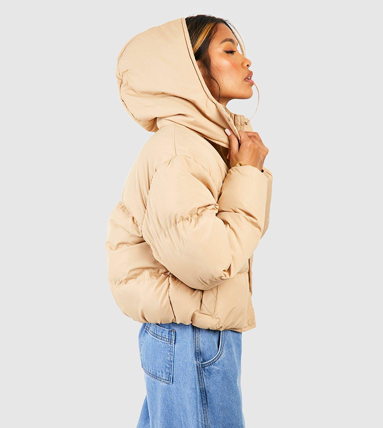 Buy Boohoo Hooded Puffer Jacket In Camel 6thStreet Kuwait