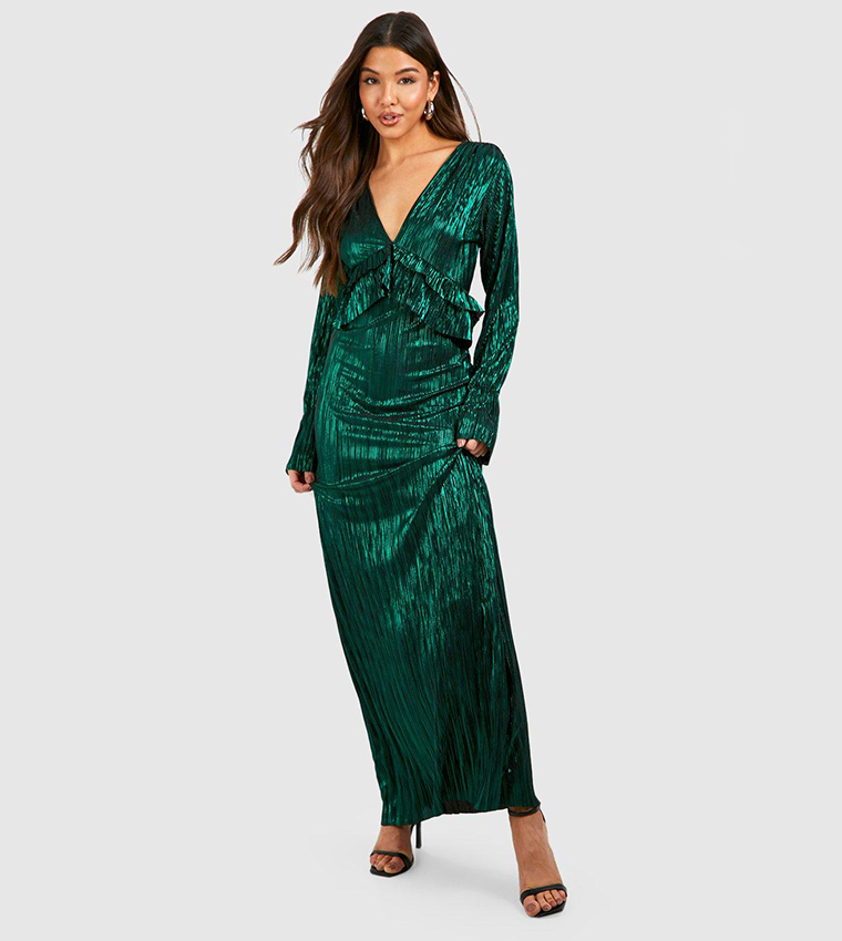 green emerald velvet dress Helen Maxi Dress