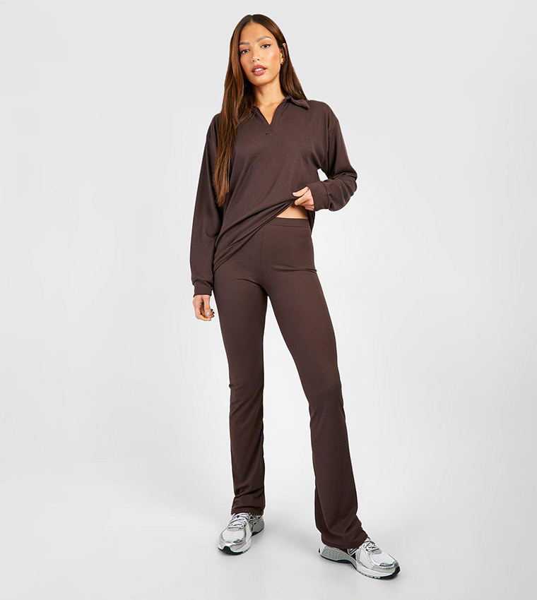 Tall Brushed Rib Flare Trousers