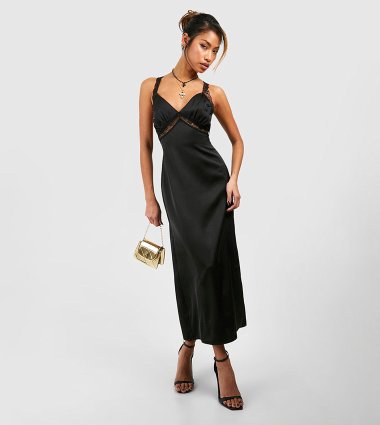 Abstract Satin Detail Slip Dress