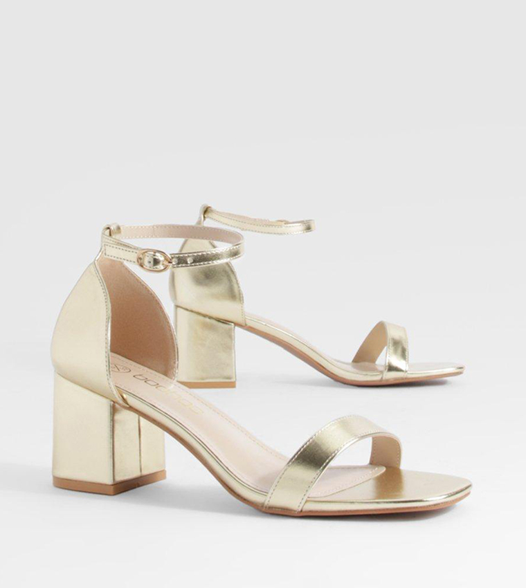 Metallic Barely There Block Heel Sandals