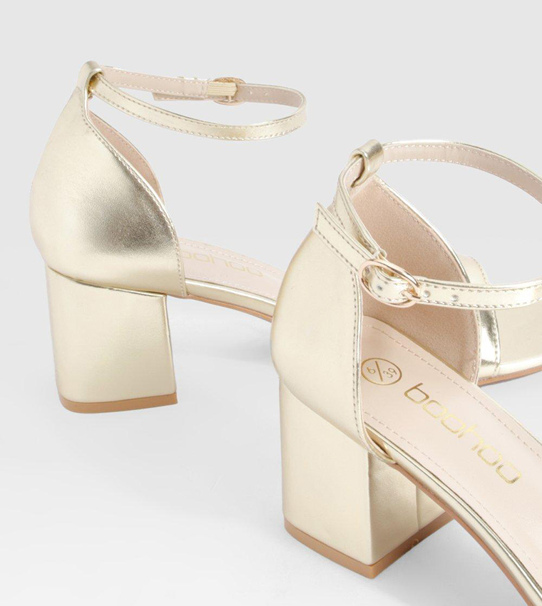 Metallic Barely There Block Heel Sandals