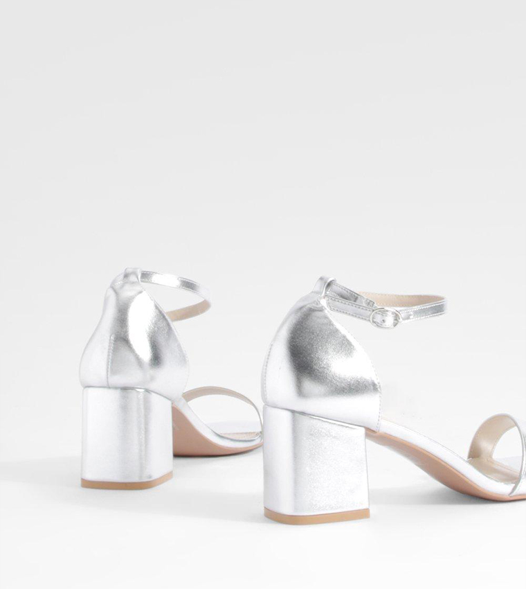 Metallic Barely There Block Heel Sandals