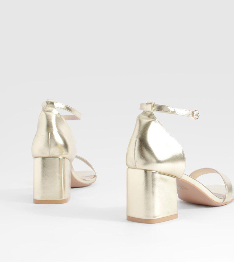Wide Fit Metallic Low Block Heel Sandals