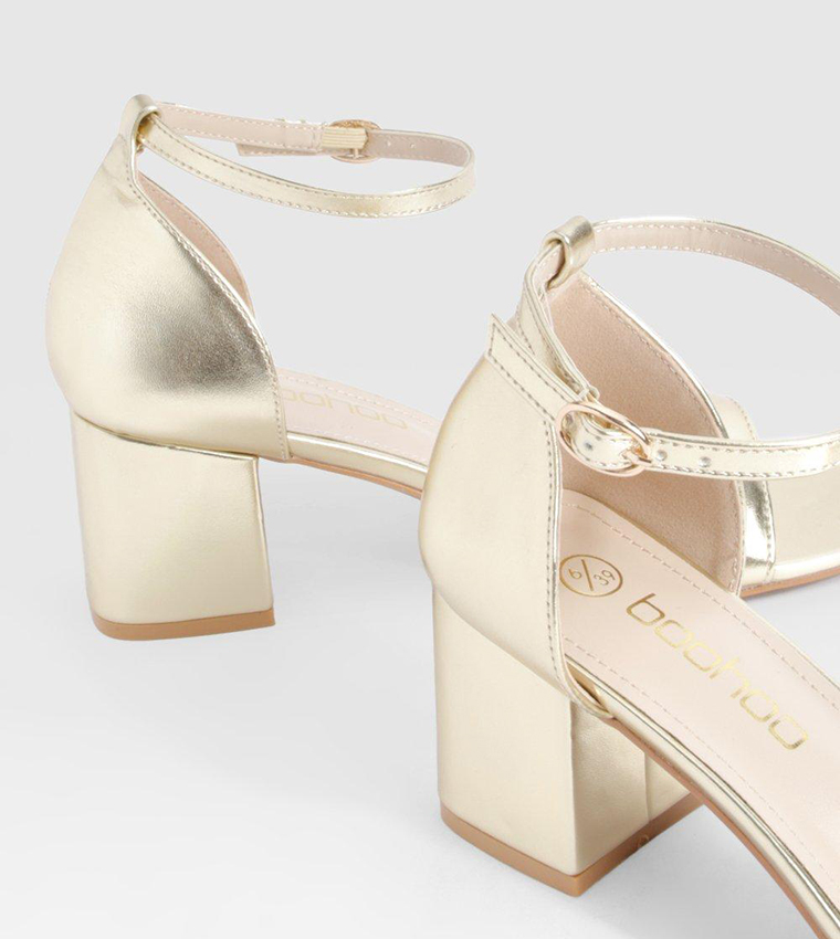 Wide Fit Metallic Low Block Heel Sandals