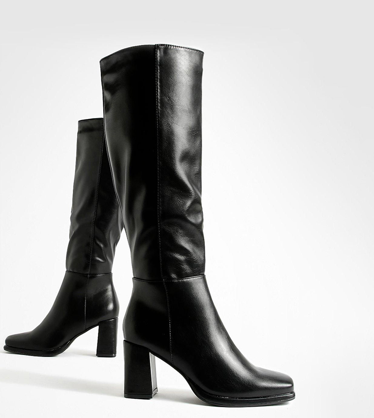 Block Heel Knee High Boots