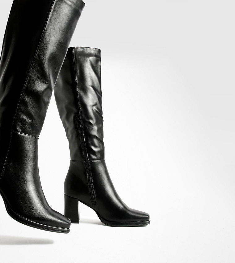 Block Heel Knee High Boots