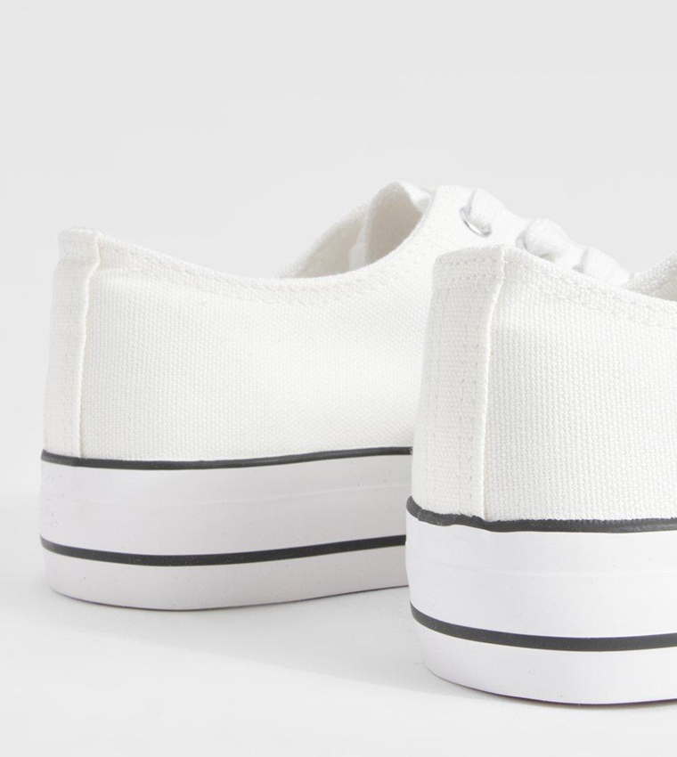 Buy Boohoo Platform Low Top Lace Up Trainers In White | 6thStreet UAE