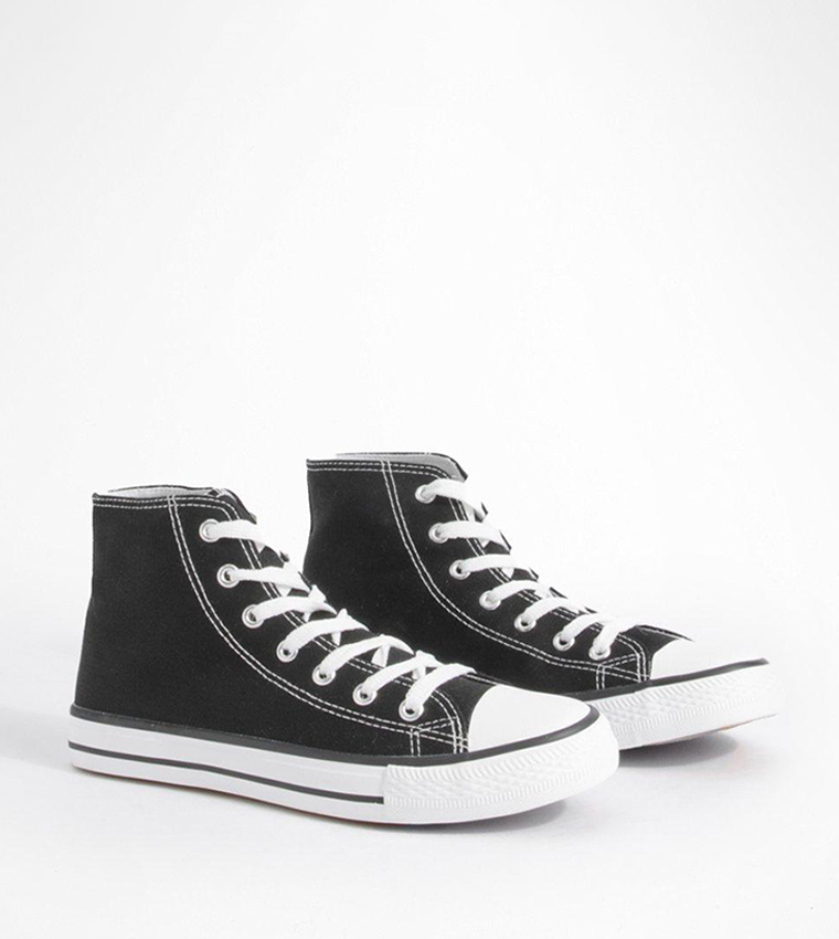 Buy Boohoo High Top Lace Up Trainers In Black | 6thStreet Saudi Arabia