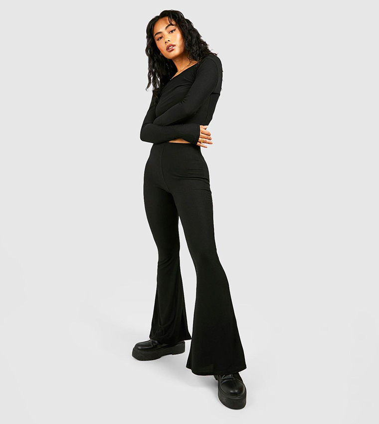 Buy Boohoo Super Soft Flared Trousers In Black 6thStreet Saudi