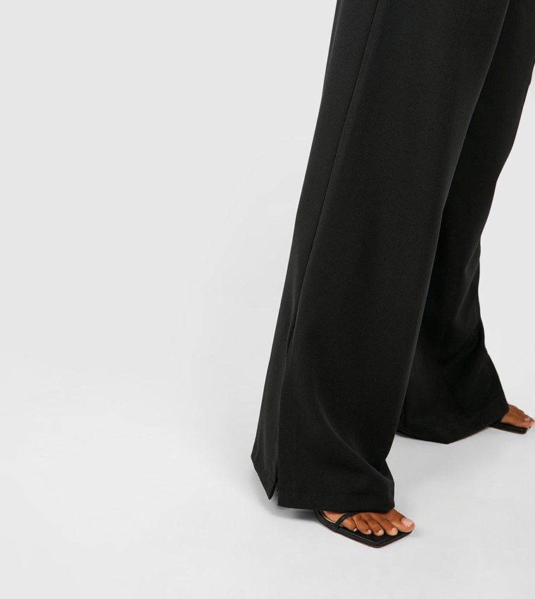 Marl Side Split Wide Leg Trousers