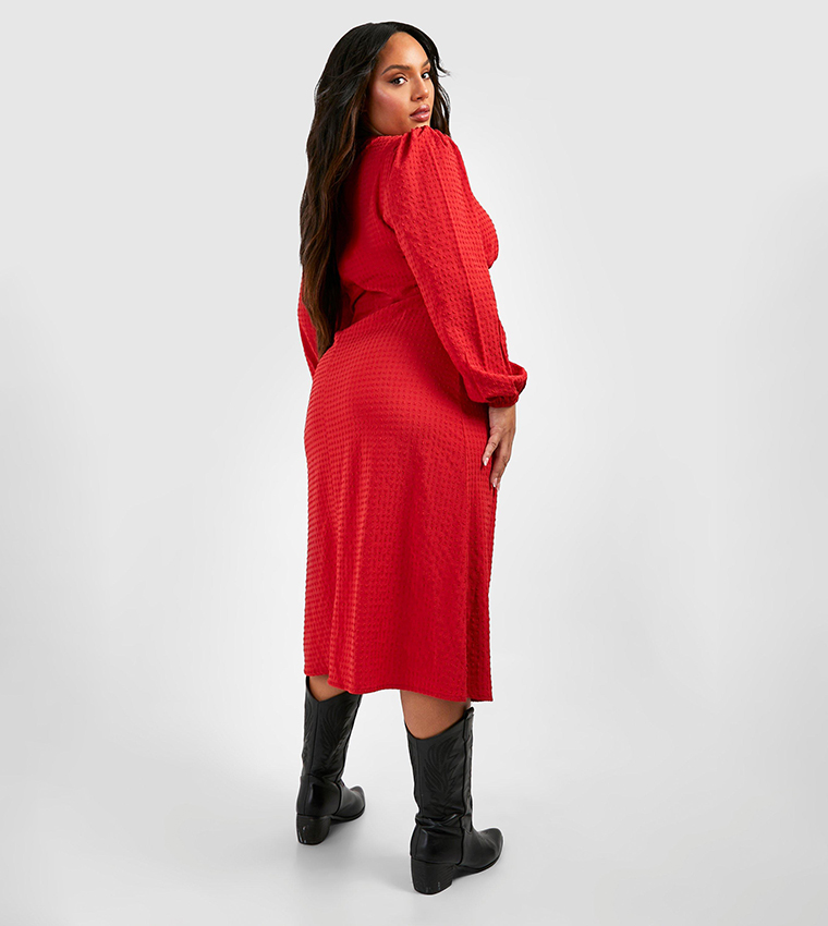 boohoo plus red dress Red Occasion Dresses