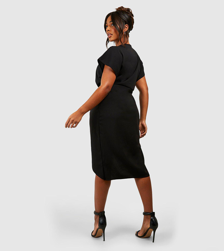 Plus Wrap Front Midi Dress