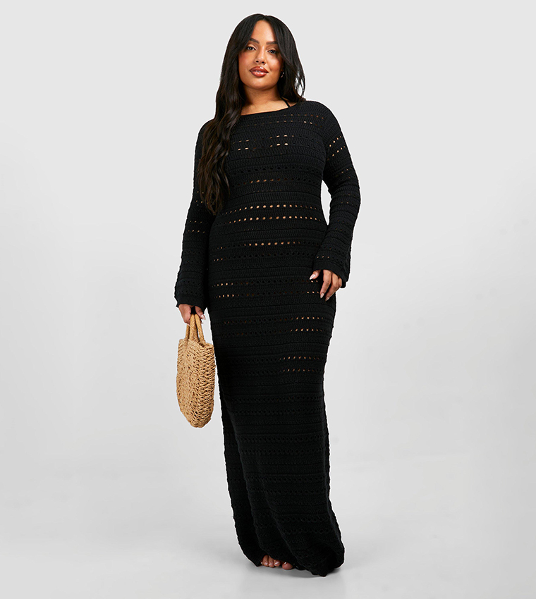 boohoo curve maxi dresses Black boohoo Plus Puff Sleeve Tirred Ruching Maxi Dress