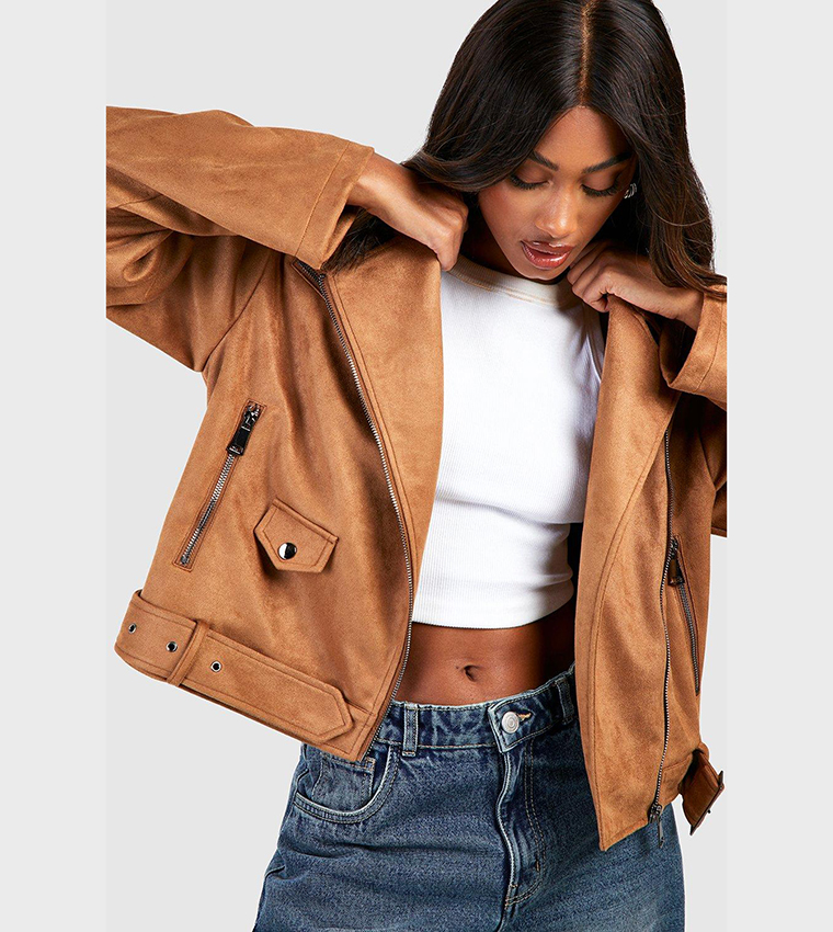 Cropped suede biker jacket hotsell