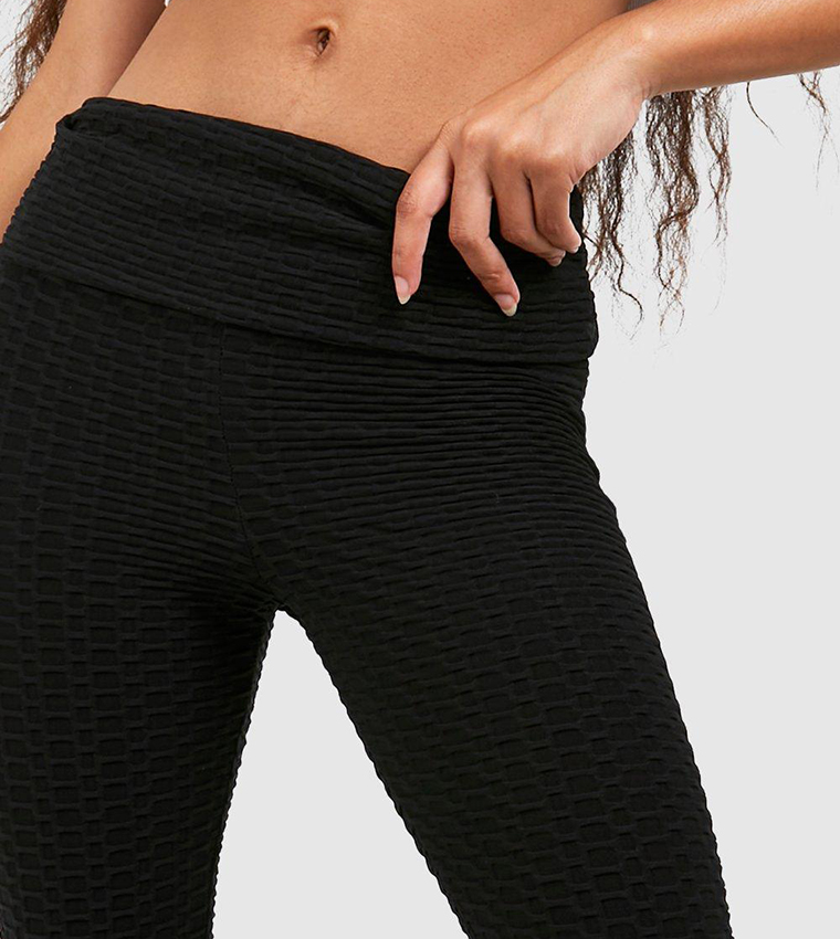 Buy Boohoo Petite Honeycomb Yoga Leggings In Black