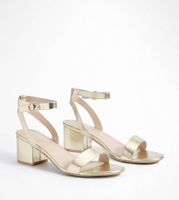 Wide Fit Metallic Block Heel Sandals
