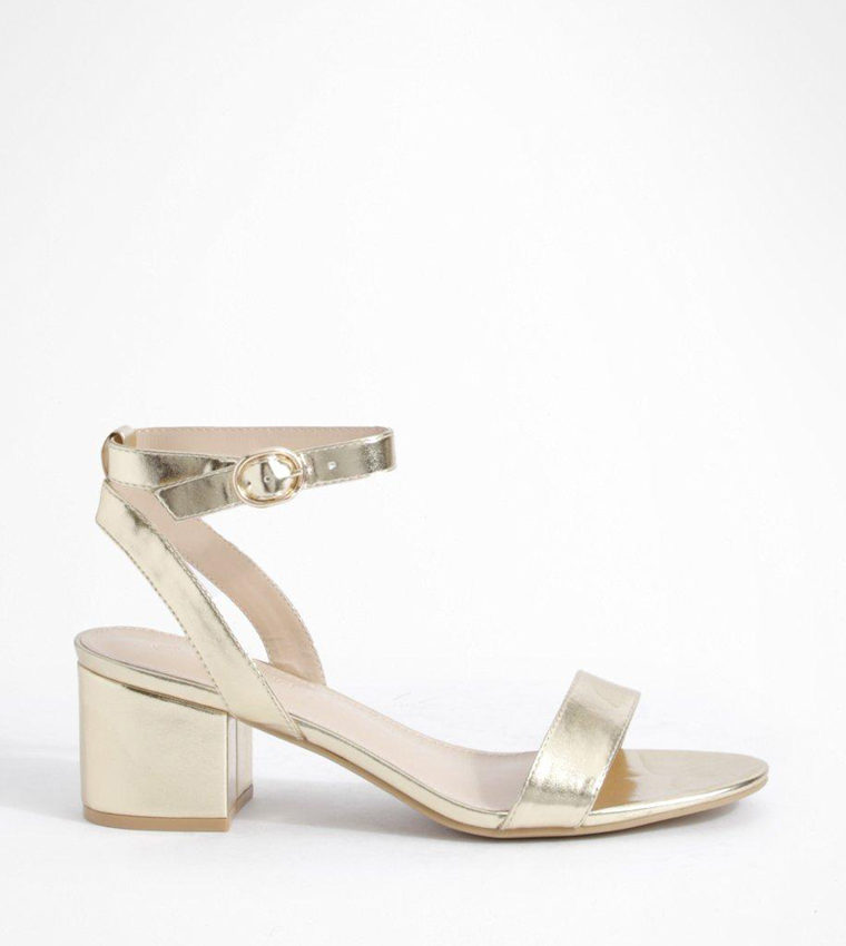 Wide Fit Metallic Block Heel Sandals