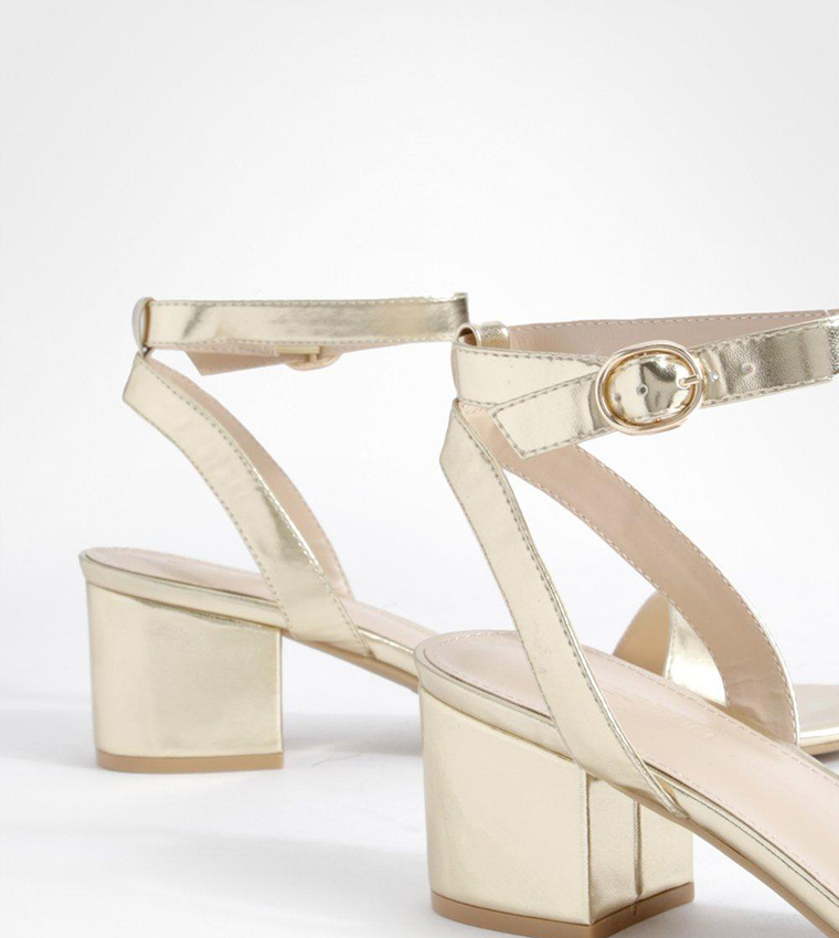 Wide Fit Metallic Block Heel Sandals