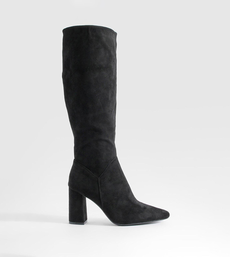 Buy Boohoo Block Heel Knee High Boots In Black | 6thStreet Saudi Arabia