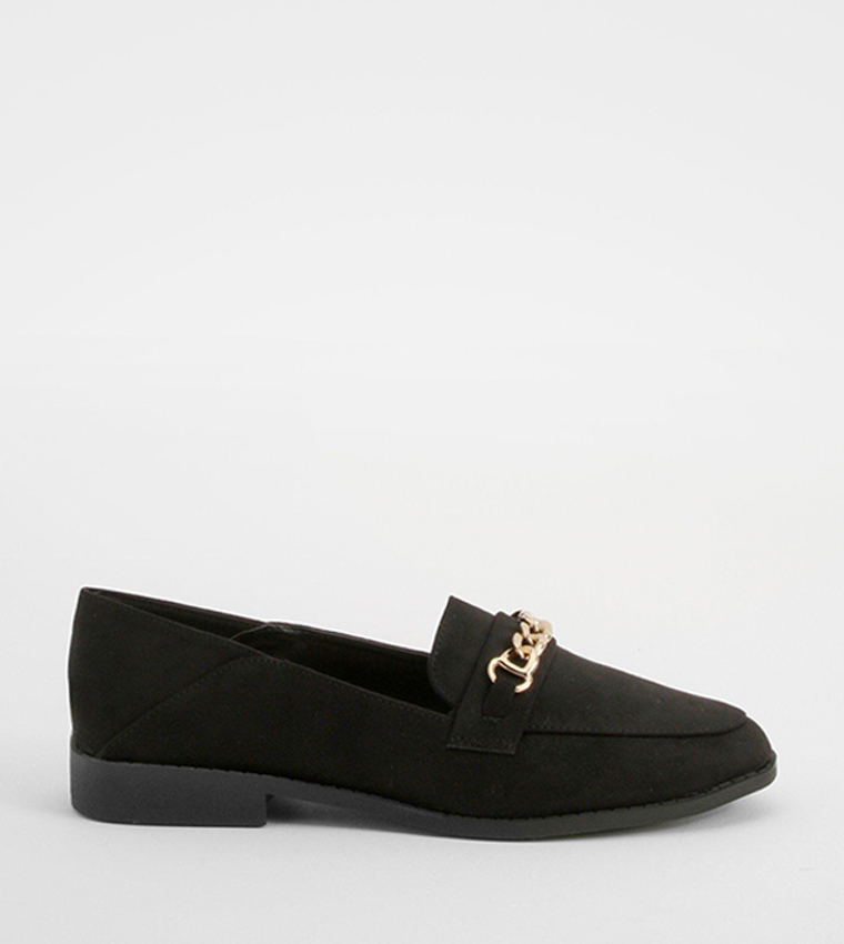 Chain Trim Square Toe Loafers