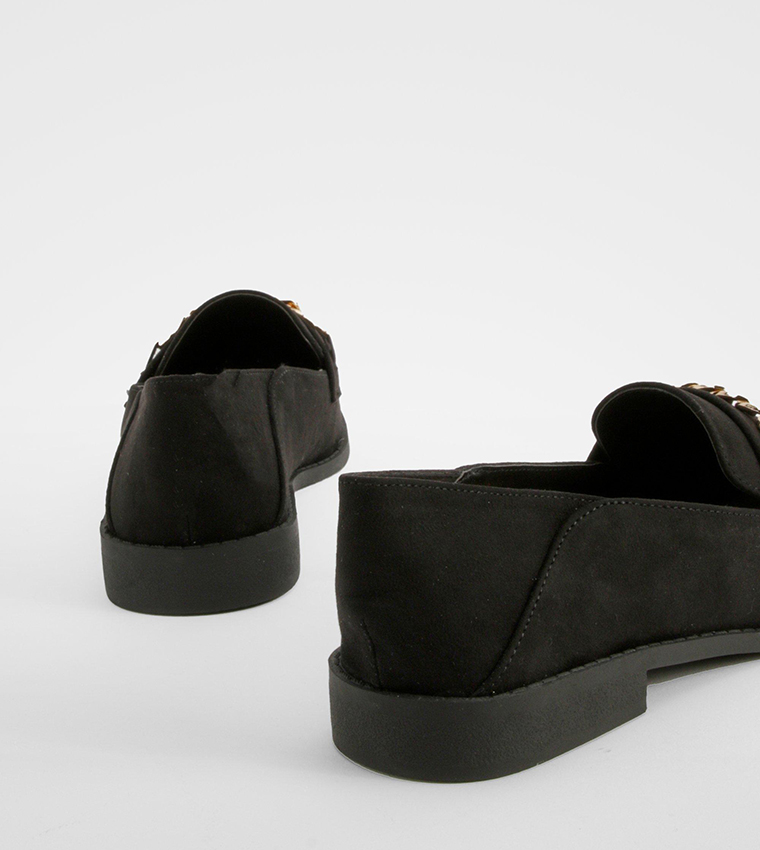 Chain Trim Square Toe Loafers