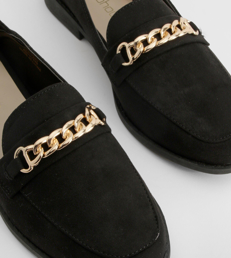 Chain Trim Square Toe Loafers