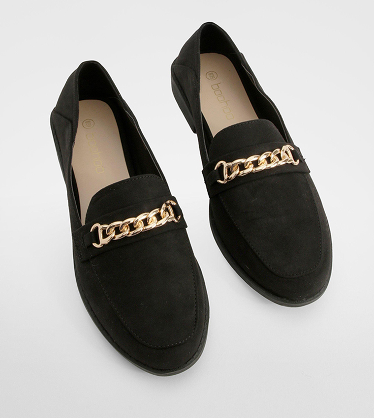 Chain Trim Square Toe Loafers