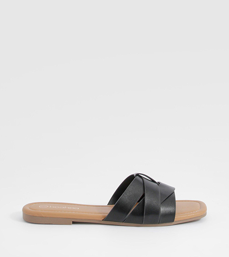 Buy Boohoo Open Toe Flat Sandals In Black 6thStreet Saudi Arabia