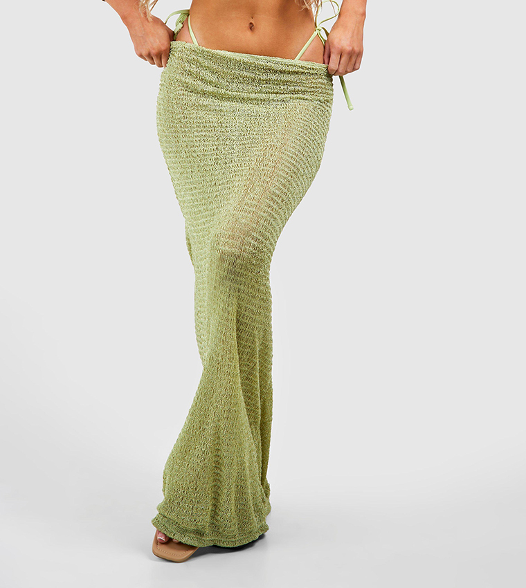 Buy Boohoo Laddered Knit Beach Maxi Skirt In Green 6thStreet Bahrain