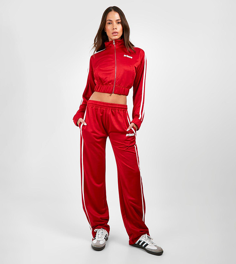 Boohoo red online joggers