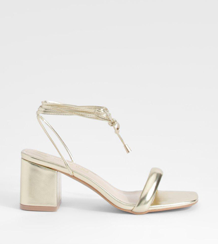 Metallic Low Block Heel Sandals