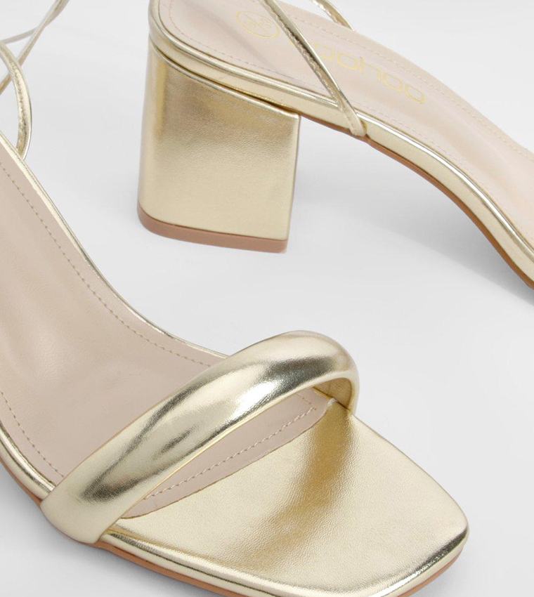 Metallic Low Block Heel Sandals