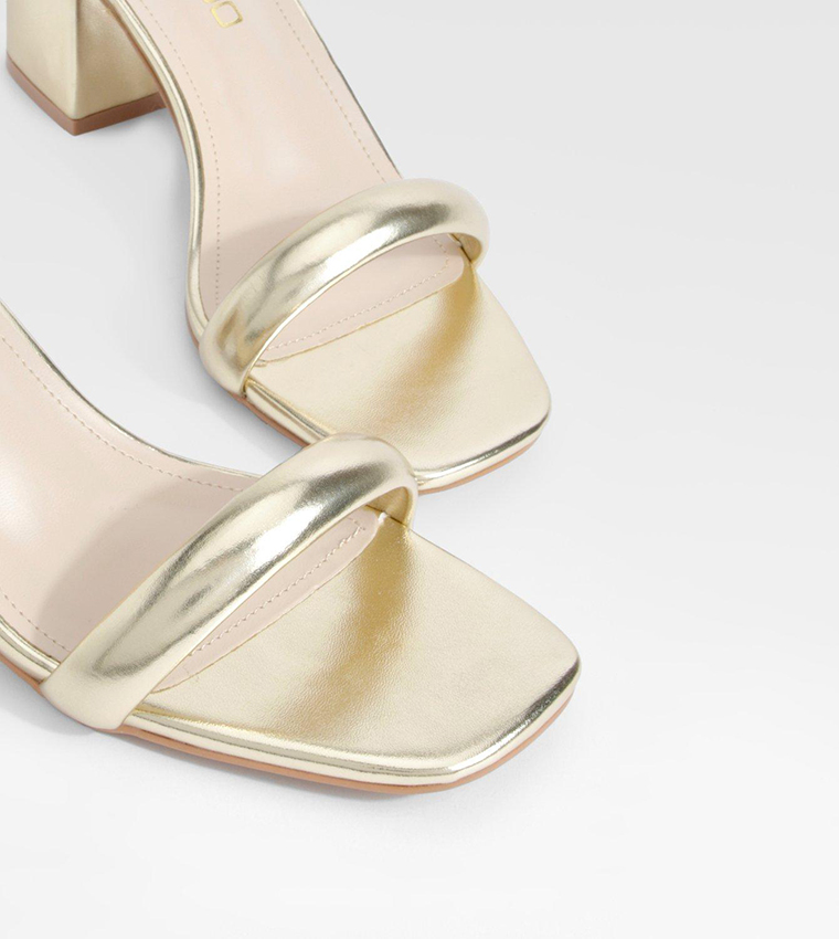 Metallic Low Block Heel Sandals