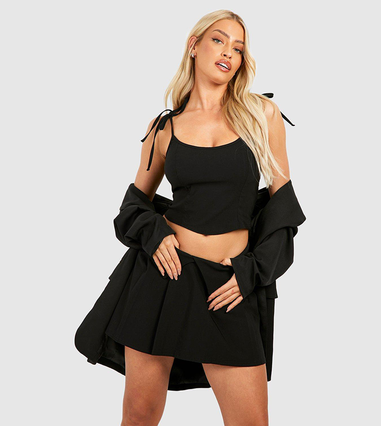 Pleated mini skirt top co ord