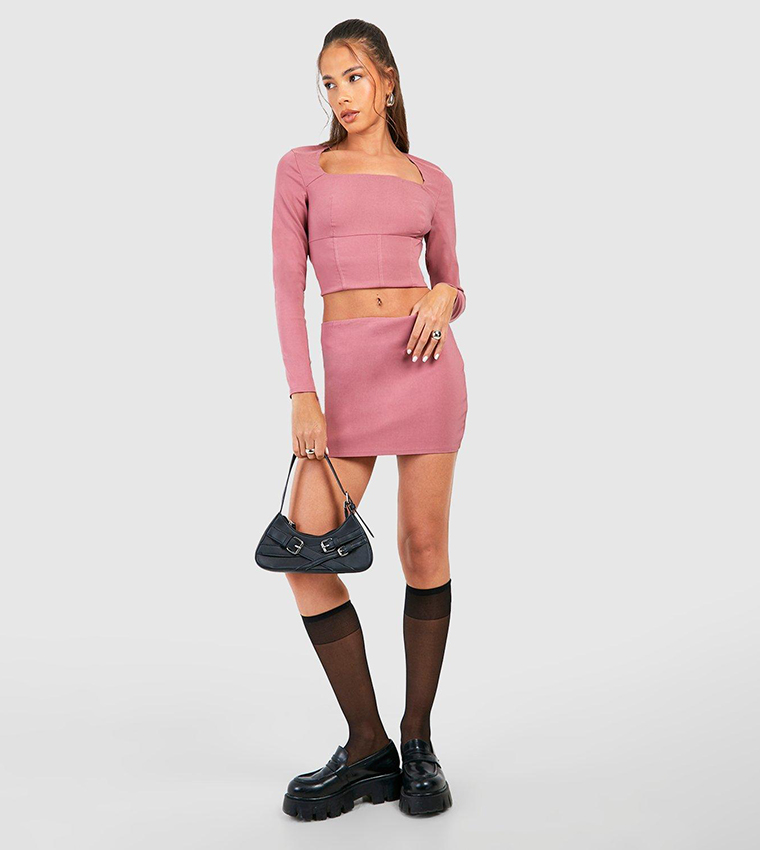 Square Neck Corset & Mini Skirt Set