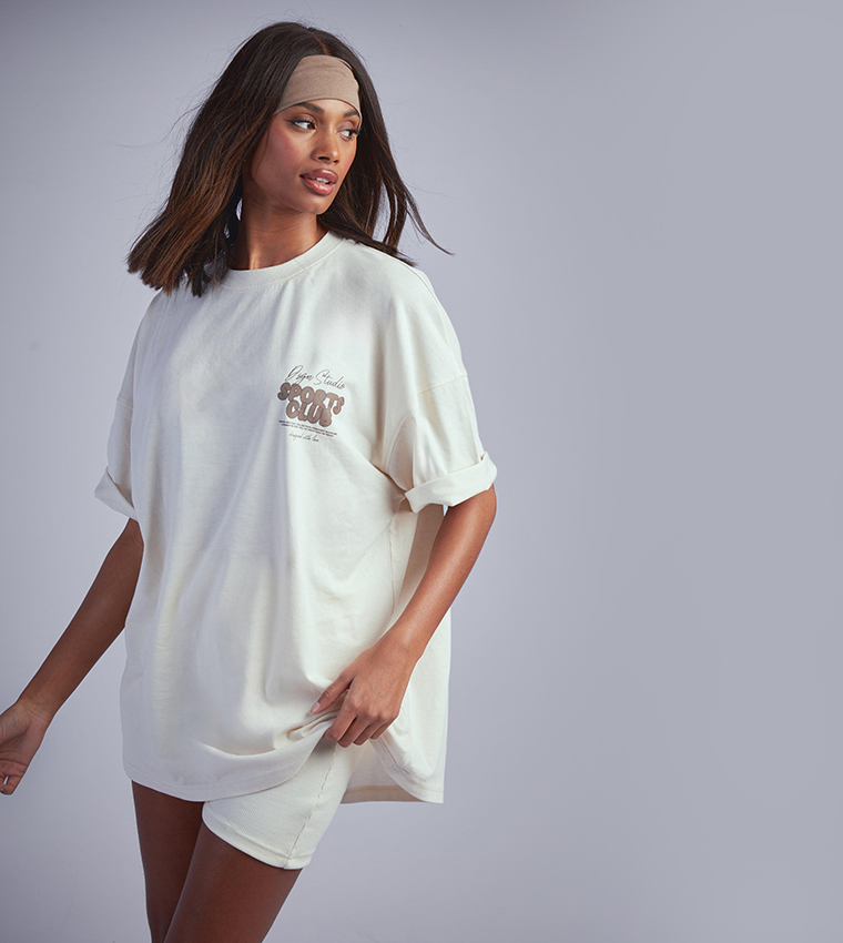 Dsgn Studio Sports Bubble Slogan Oversized Top